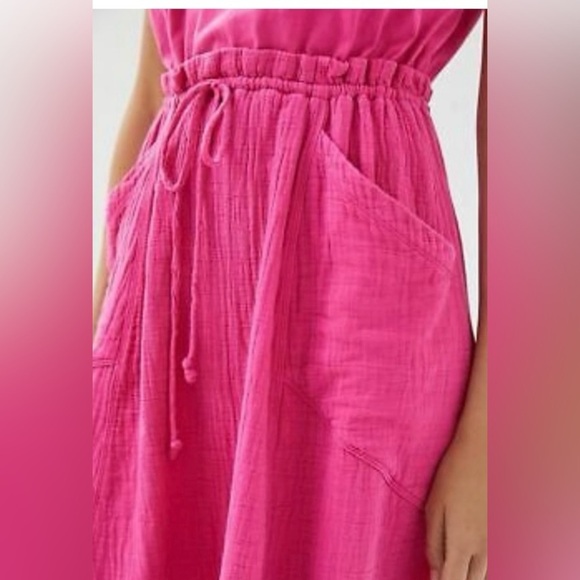 Anthropologie Daily Practice Pink Sleeveless High-Low Cotton Sundress w/ Pockets - Picture 3 of 16